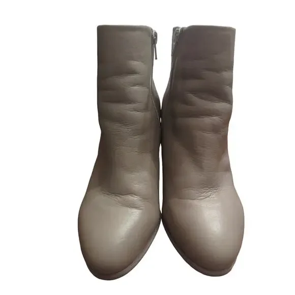 Vionic Kennedy Oyster leather ankle block heel boot booties 8 - Picture 2 of 9